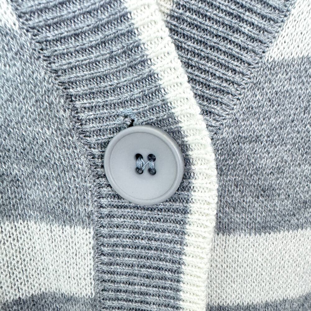 Elie Tahari Womens Cardigan Sweater Size XL Stripe Knit Preppy Academia Gray - Picture 4 of 8